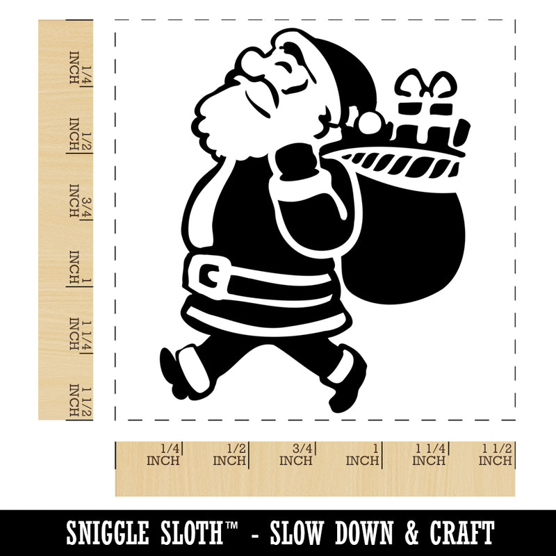 Santa Claus with Bag of Gifts Christmas Holiday Self-Inking Rubber Stamp Ink Stamper