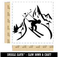 Skier Skiing Down Mountain Slopes Self-Inking Rubber Stamp Ink Stamper