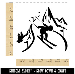 Skier Skiing Down Mountain Slopes Self-Inking Rubber Stamp Ink Stamper