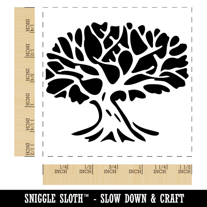 Tree with Exposed Branches and Leaves Self-Inking Rubber Stamp Ink Stamper