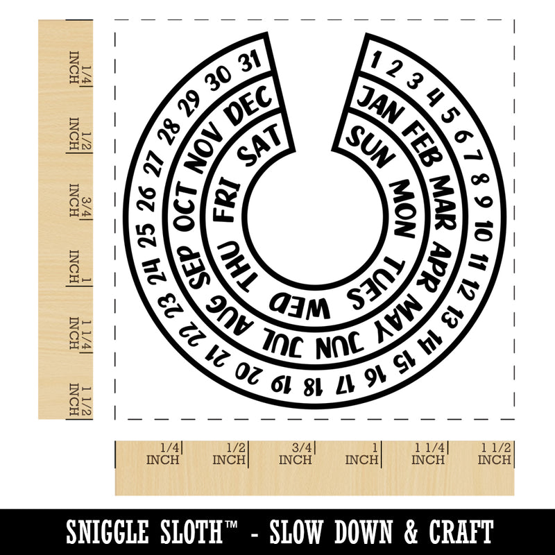 Round Journal Calendar Self-Inking Rubber Stamp Ink Stamper