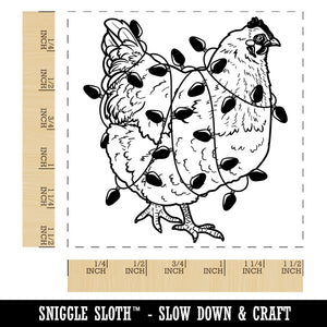 Christmas Hen Decorated with Lights Holiday Chicken Self-Inking Rubber Stamp Ink Stamper