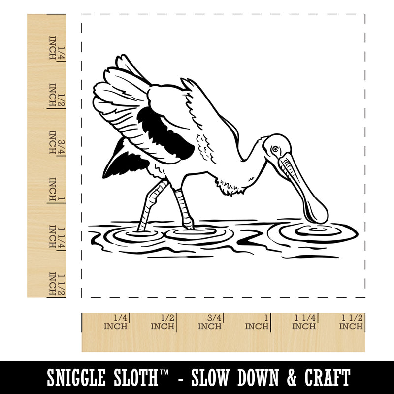 Roseate Spoonbill Wading in Water Bird Self-Inking Rubber Stamp Ink Stamper