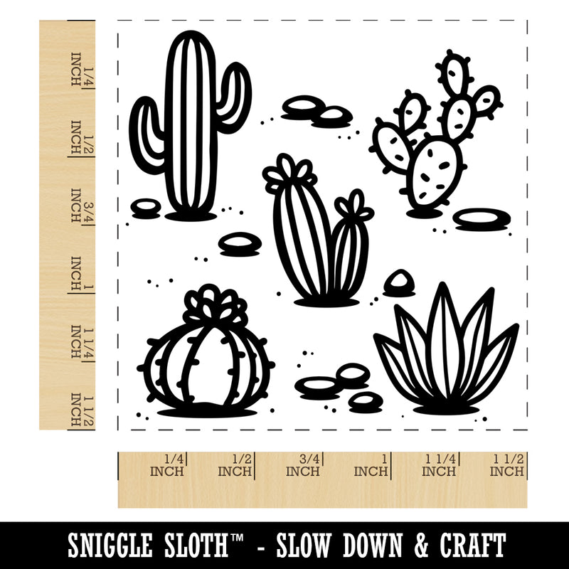 Cactuses Succulent and Stones Self-Inking Rubber Stamp Ink Stamper