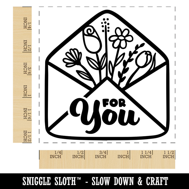 Envelope with Flowers Gift Mail For You Self-Inking Rubber Stamp Ink Stamper