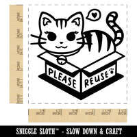 Please Reuse Recycle Cat Sitting in Box Self-Inking Rubber Stamp Ink Stamper