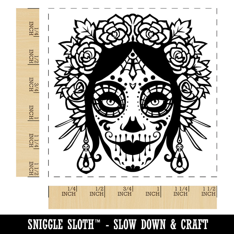 Dia De Los Muertos Woman Skull Face Day of the Dead Self-Inking Rubber Stamp Ink Stamper