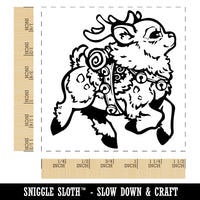 Festive Prancing Holiday Christmas Reindeer with Bells Self-Inking Rubber Stamp Ink Stamper