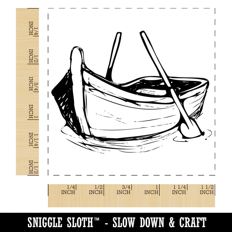 Sketchy Rowboat on the Water with Paddles Self-Inking Rubber Stamp Ink Stamper