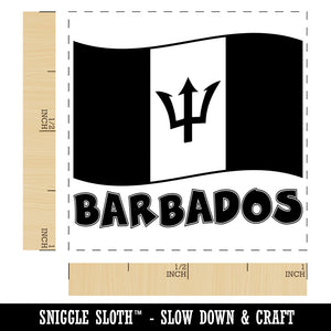 Barbados with Waving Flag Cute Self-Inking Rubber Stamp Ink Stamper