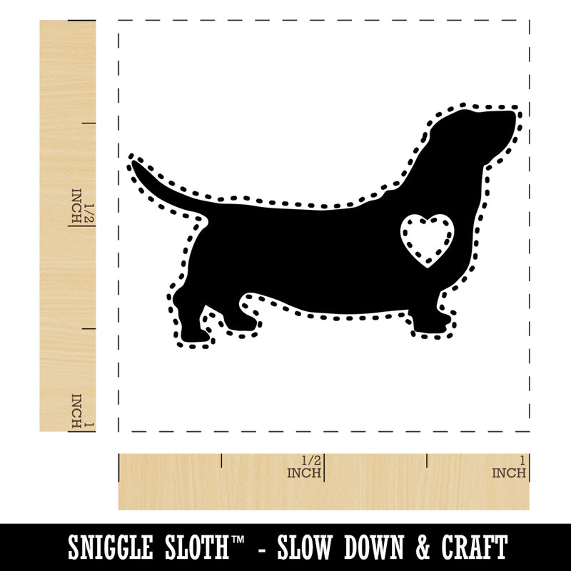 Basset Hound Dog with Heart Self-Inking Rubber Stamp Ink Stamper