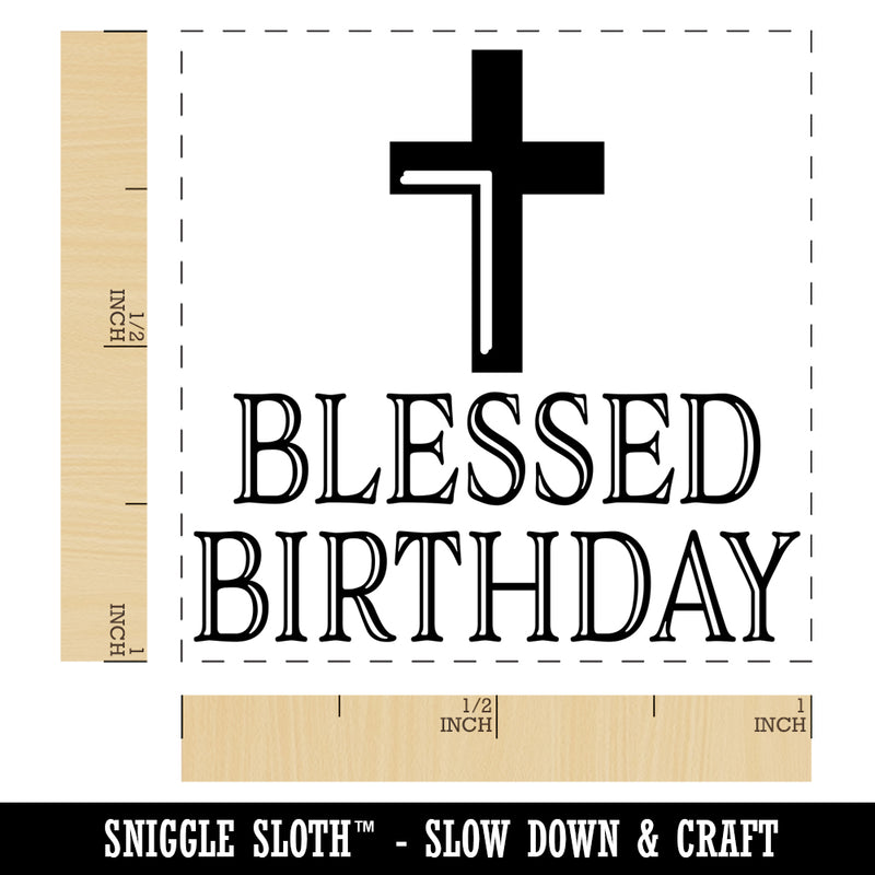 Blessed Birthday with Cross Self-Inking Rubber Stamp Ink Stamper