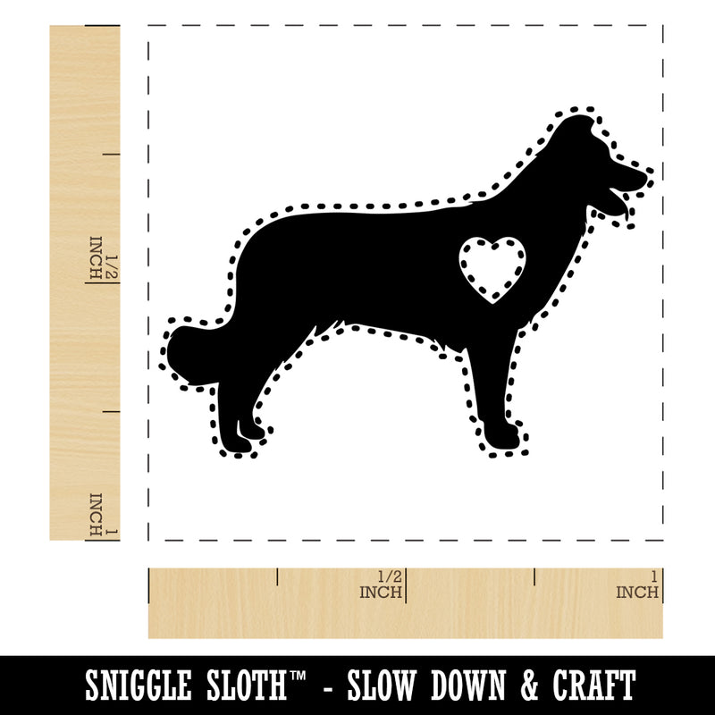 Border Collie Dog with Heart Self-Inking Rubber Stamp Ink Stamper