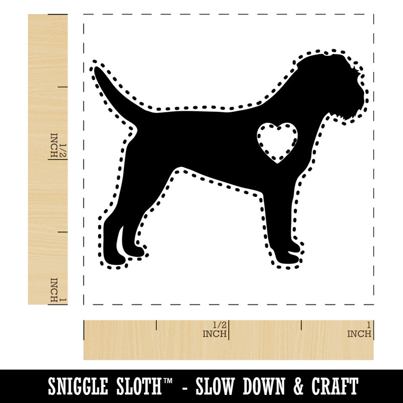 Border Terrier Dog with Heart Self-Inking Rubber Stamp Ink Stamper