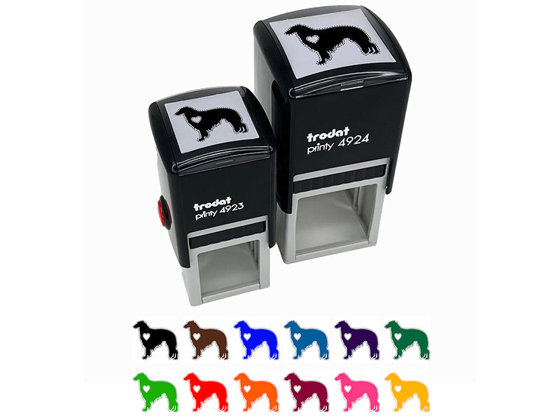 Borzoi Russian Wolfhound Dog with Heart Self-Inking Rubber Stamp Ink Stamper