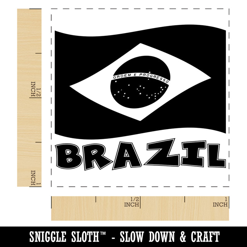 Brazil with Waving Flag Cute Self-Inking Rubber Stamp Ink Stamper