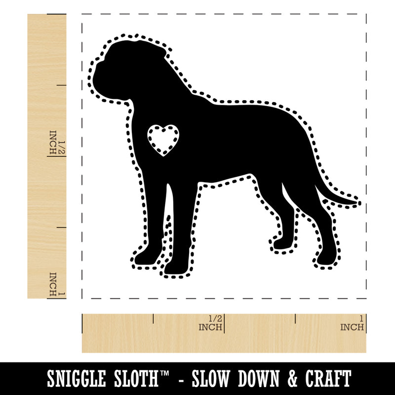 Bullmastiff Dog with Heart Self-Inking Rubber Stamp Ink Stamper