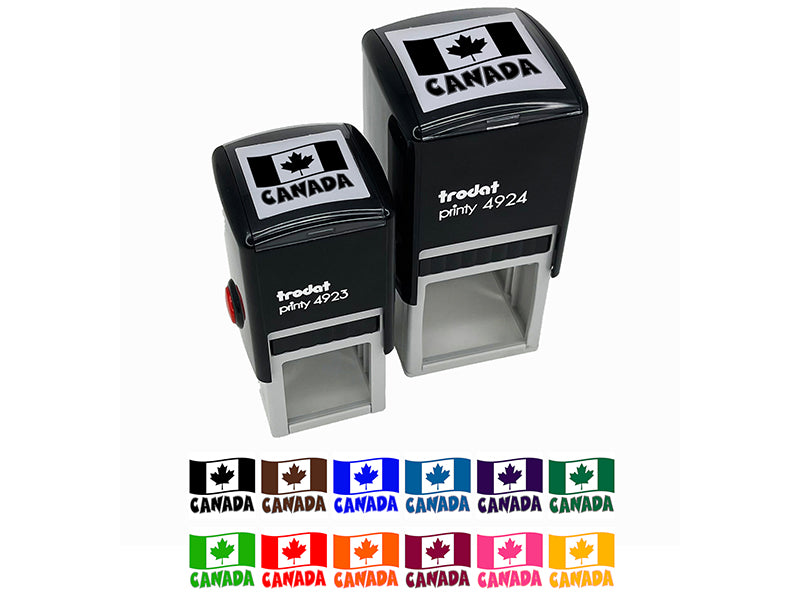 Canada with Waving Flag Cute Self-Inking Rubber Stamp Ink Stamper