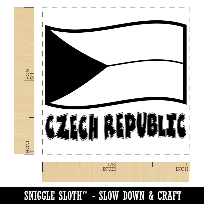 Czech Republic with Waving Flag Cute Self-Inking Rubber Stamp Ink Stamper