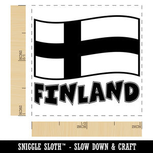 Finland with Waving Flag Cute Self-Inking Rubber Stamp Ink Stamper