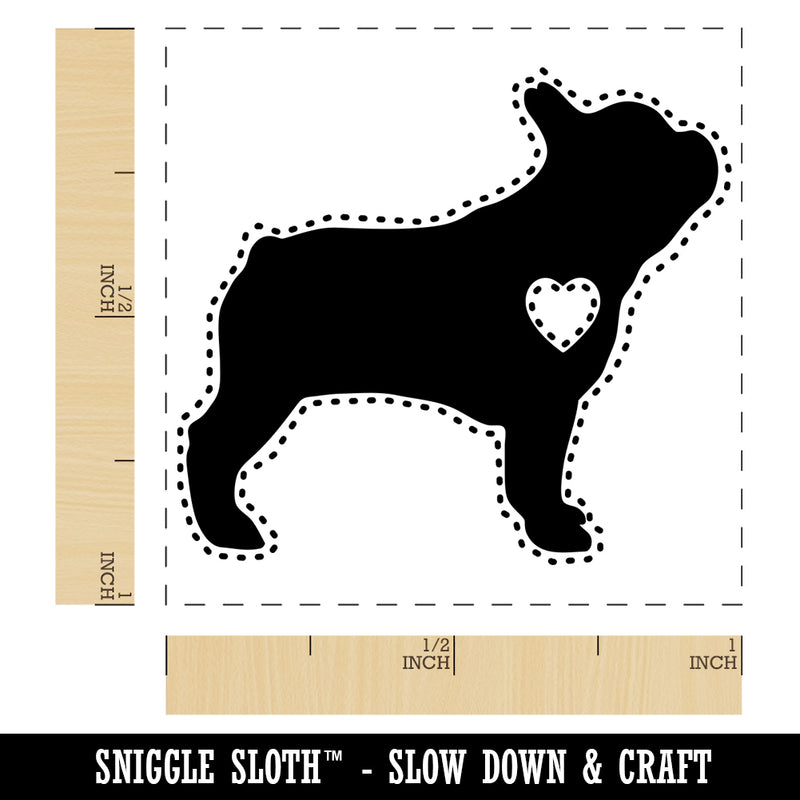 French Bulldog Dog with Heart Self-Inking Rubber Stamp Ink Stamper