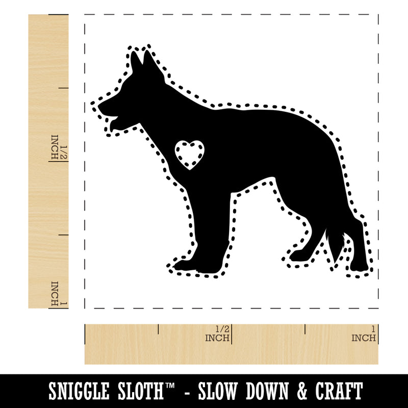 German Shepherd Dog with Heart Self-Inking Rubber Stamp Ink Stamper