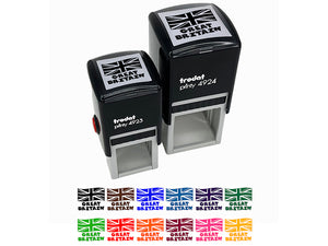 Great Britain with Waving Flag Union Jack Cute Self-Inking Rubber Stamp Ink Stamper