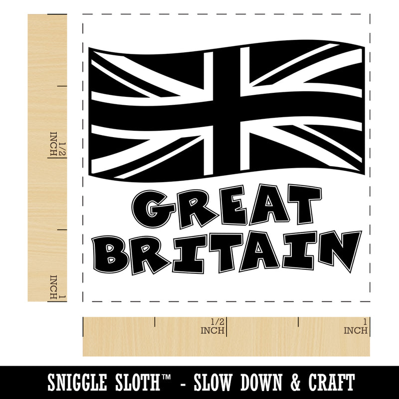 Great Britain with Waving Flag Union Jack Cute Self-Inking Rubber Stamp Ink Stamper