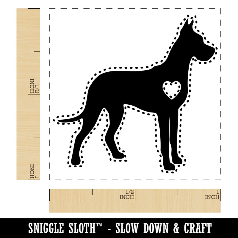 Great Dane Dog with Heart Self-Inking Rubber Stamp Ink Stamper