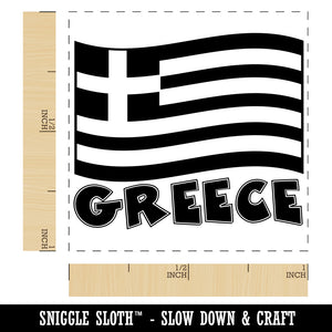 Greece with Waving Flag Cute Self-Inking Rubber Stamp Ink Stamper