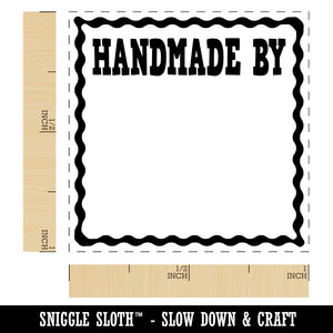 Handmade By Cute Font with Curvy Border Self-Inking Rubber Stamp Ink Stamper