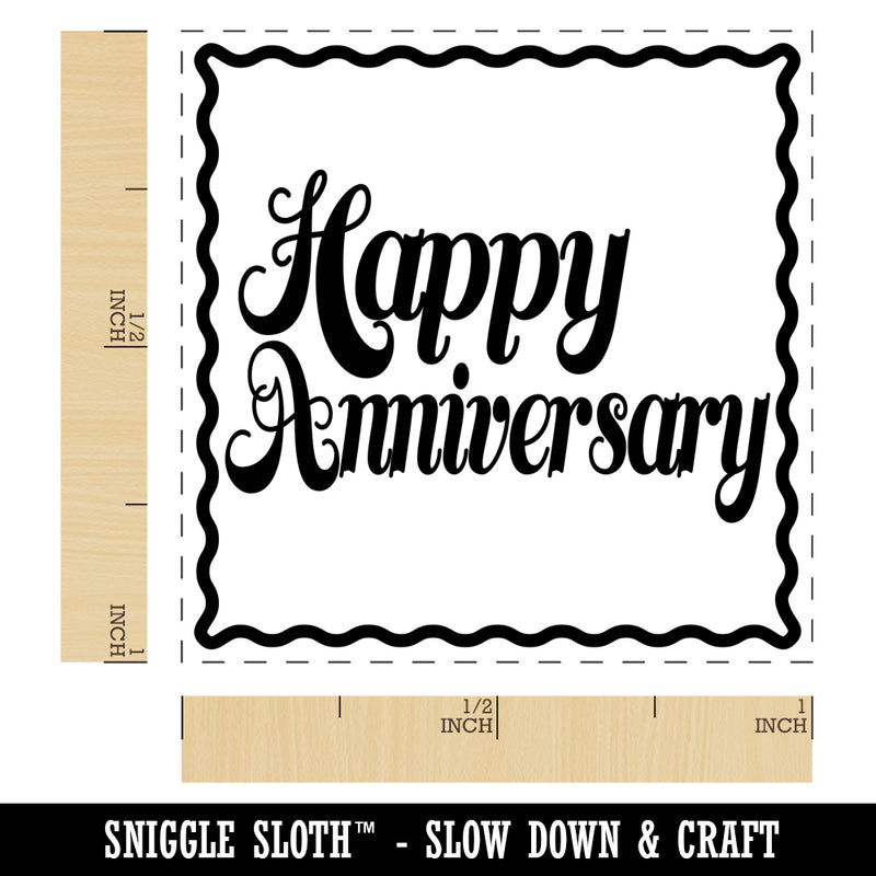 Happy Anniversary Elegant Text Self-Inking Rubber Stamp Ink Stamper