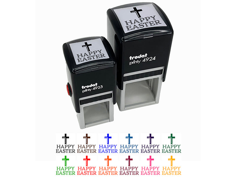 Happy Easter with Cross Self-Inking Rubber Stamp Ink Stamper