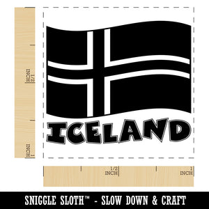 Iceland with Waving Flag Cute Self-Inking Rubber Stamp Ink Stamper