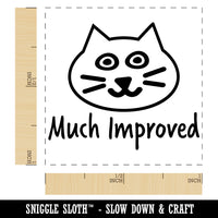 Much Improved Happy Cat Face Teacher Motivation Self-Inking Rubber Stamp Ink Stamper