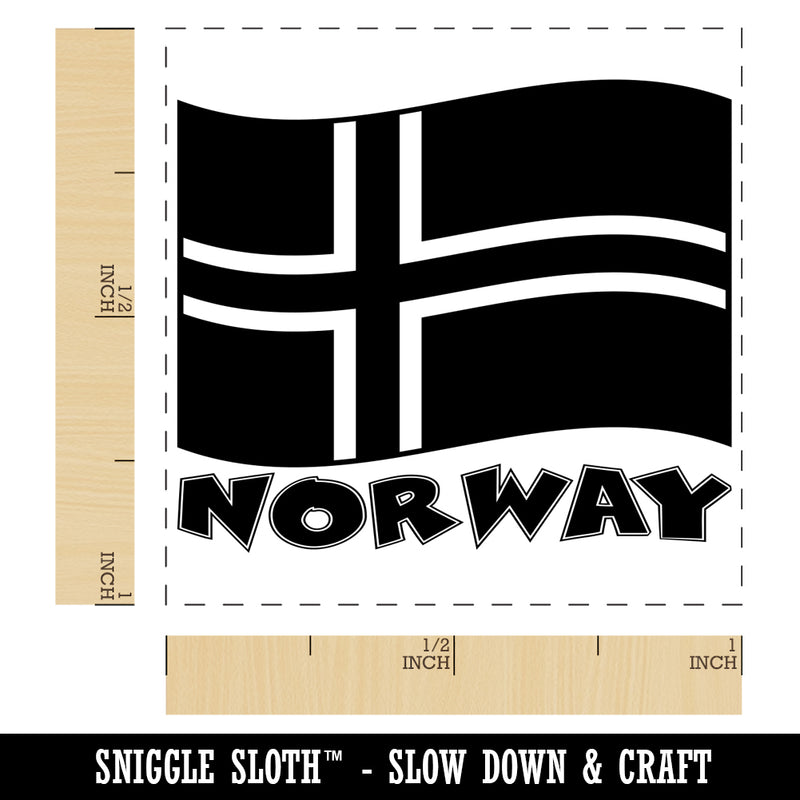 Norway with Waving Flag Cute Self-Inking Rubber Stamp Ink Stamper