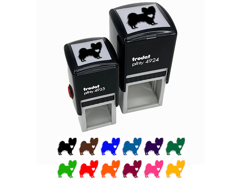 Papillon Continental Toy Spaniel Dog with Heart Self-Inking Rubber Stamp Ink Stamper