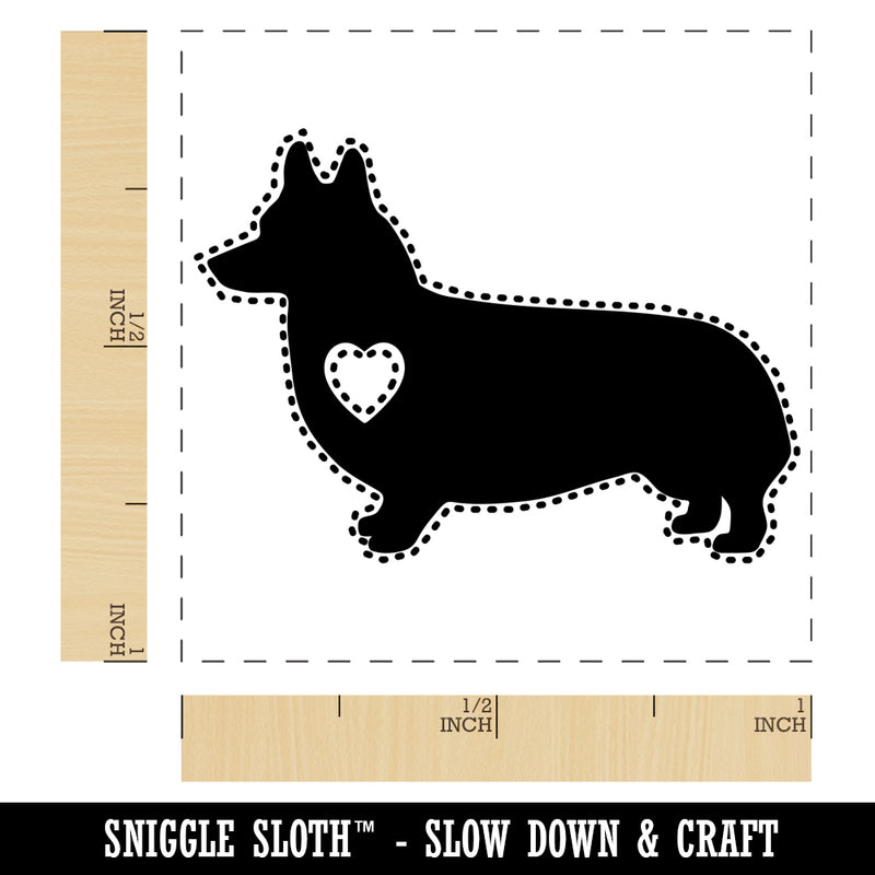 Pembroke Welsh Corgi Dog with Heart Self-Inking Rubber Stamp Ink Stamper