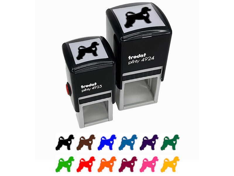 Portuguese Water Dog with Heart Self-Inking Rubber Stamp Ink Stamper