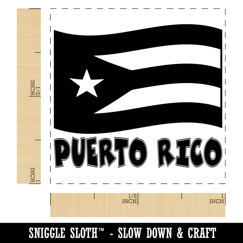 Puerto Rico with Waving Flag Cute Self-Inking Rubber Stamp Ink Stamper