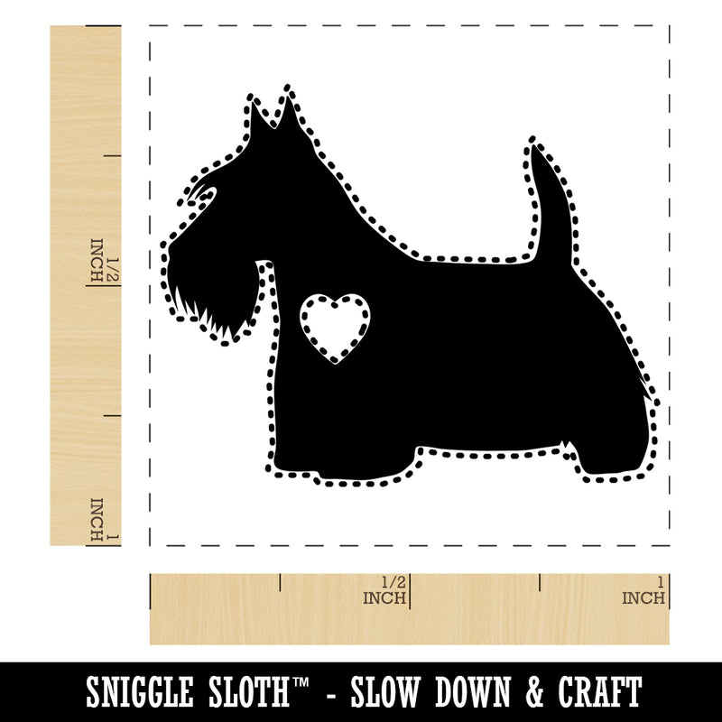Scottish Terrier Scottie Dog with Heart Self-Inking Rubber Stamp Ink Stamper