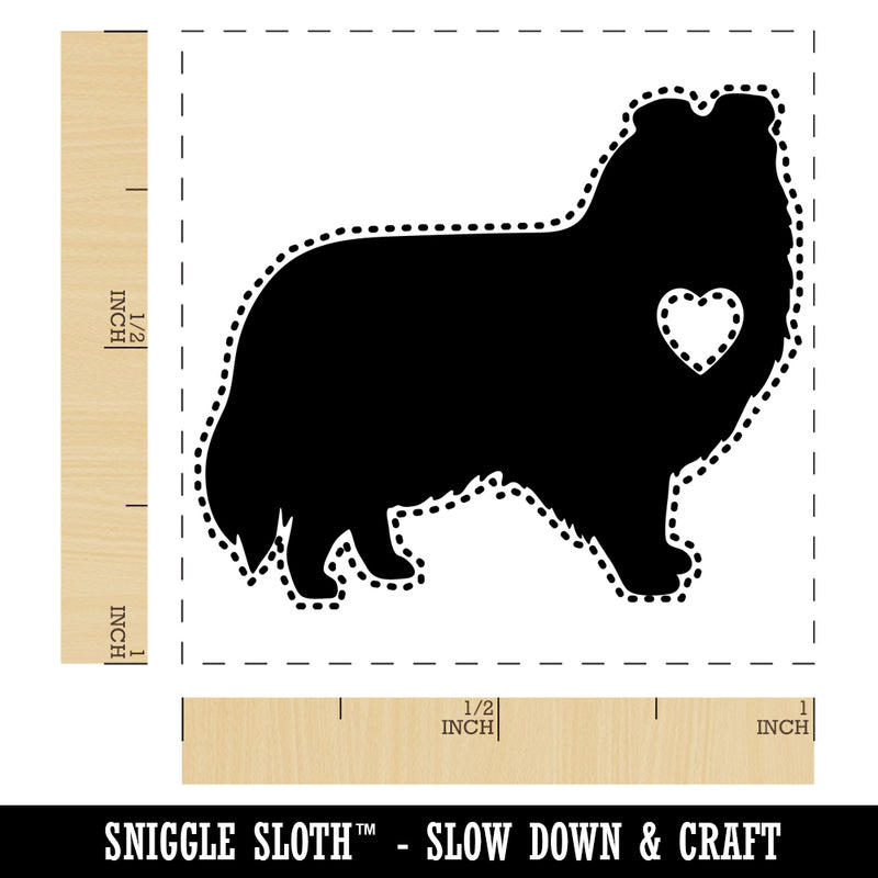 Shetland Sheepdog Sheltie Dog with Heart Self-Inking Rubber Stamp Ink Stamper