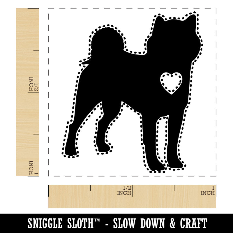 Shiba Inu Dog with Heart Self-Inking Rubber Stamp Ink Stamper