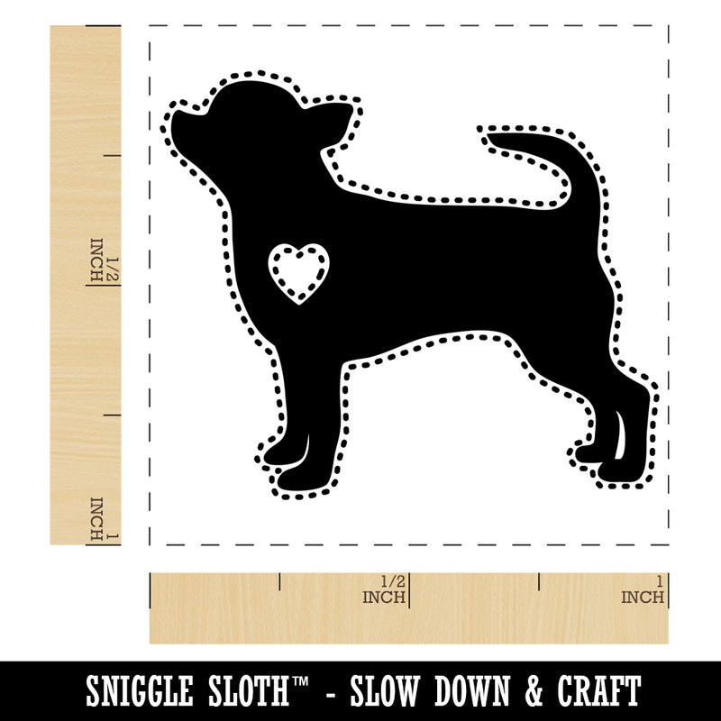 Smooth Coat Chihuahua Apple Head Dog with Heart Self-Inking Rubber Stamp Ink Stamper
