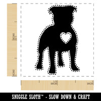 Staffordshire Bull Terrier Dog with Heart Self-Inking Rubber Stamp Ink Stamper