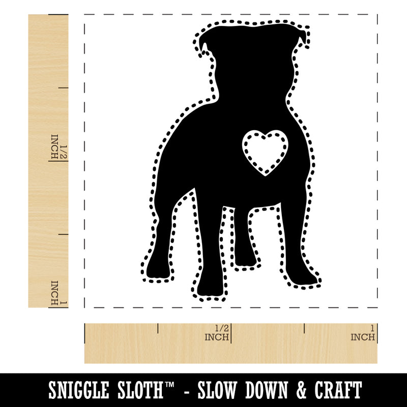 Staffordshire Bull Terrier Dog with Heart Self-Inking Rubber Stamp Ink Stamper