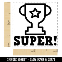 Super with Star Trophy Teacher Motivation Self-Inking Rubber Stamp Ink Stamper