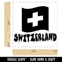 Switzerland with Waving Flag Cute Self-Inking Rubber Stamp Ink Stamper