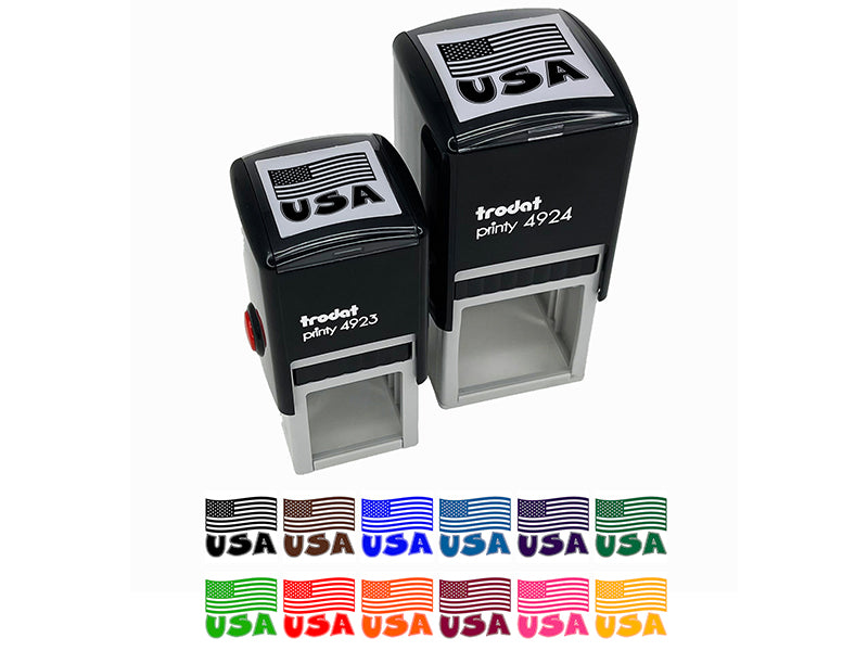 USA United States of America with Waving Flag Cute Self-Inking Rubber Stamp Ink Stamper