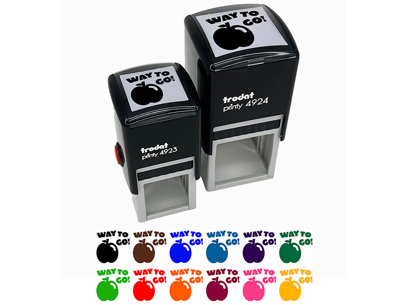 Way to Go with Apple Teacher Motivation Self-Inking Rubber Stamp Ink Stamper